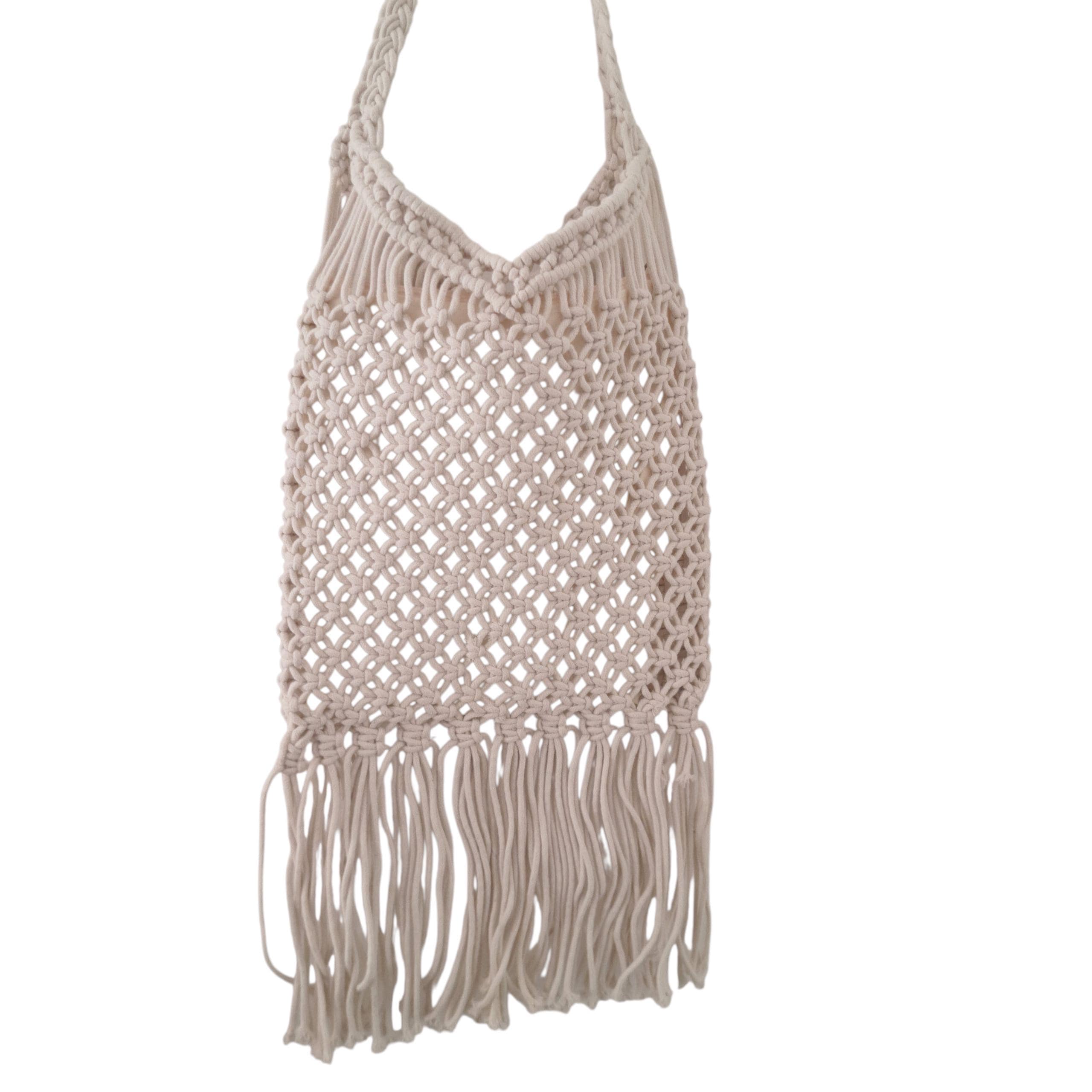 Bolso de Macramé con Flecos Boho