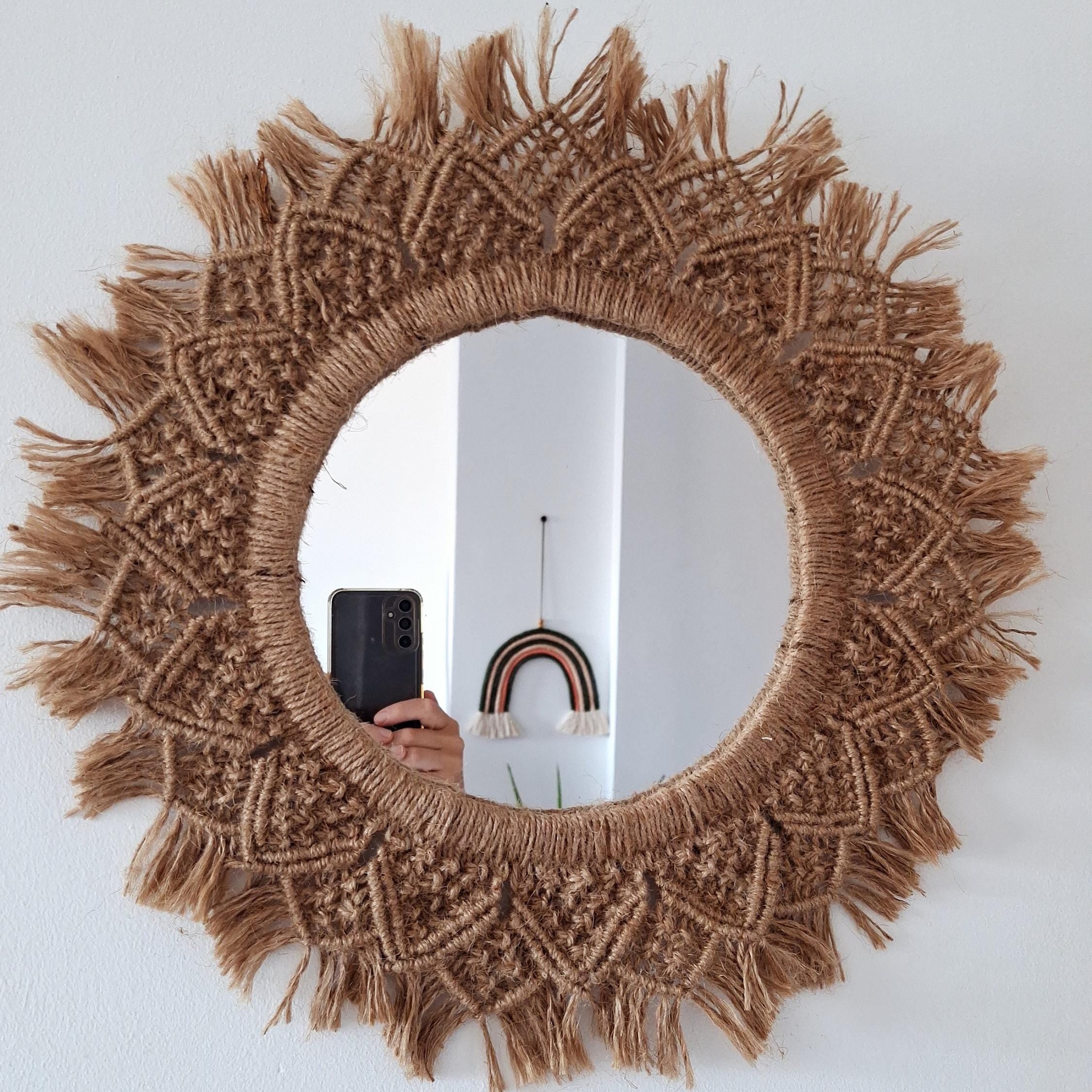 Espejo de Esparto y Macramé