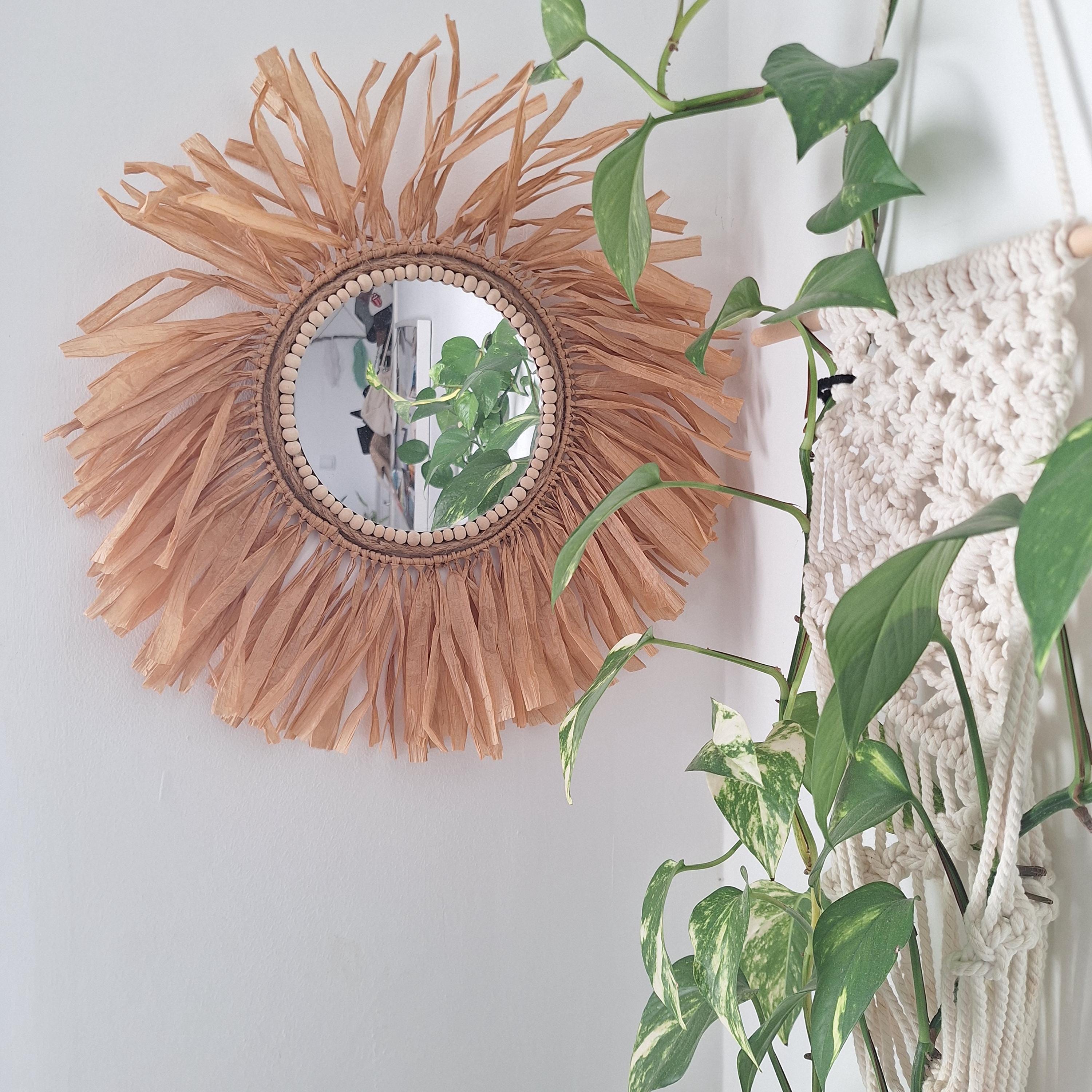 Espejo de Rafia Boho Artesanal