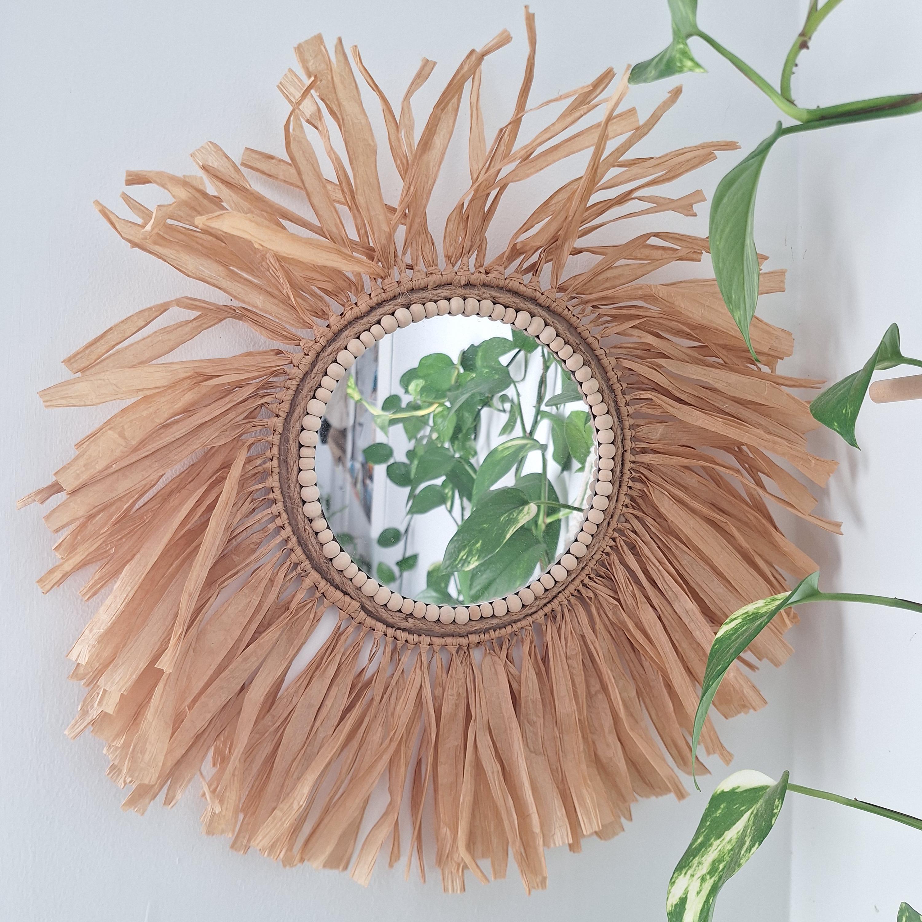 Espejo de Rafia Boho Artesanal