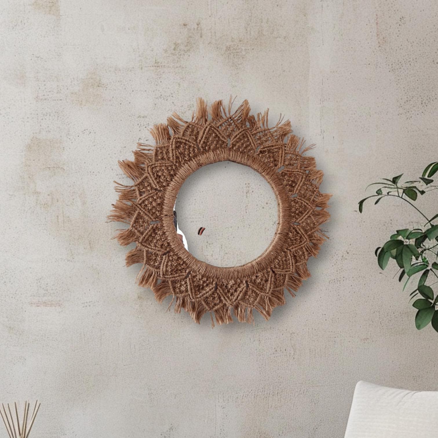Espejo de Esparto y Macramé
