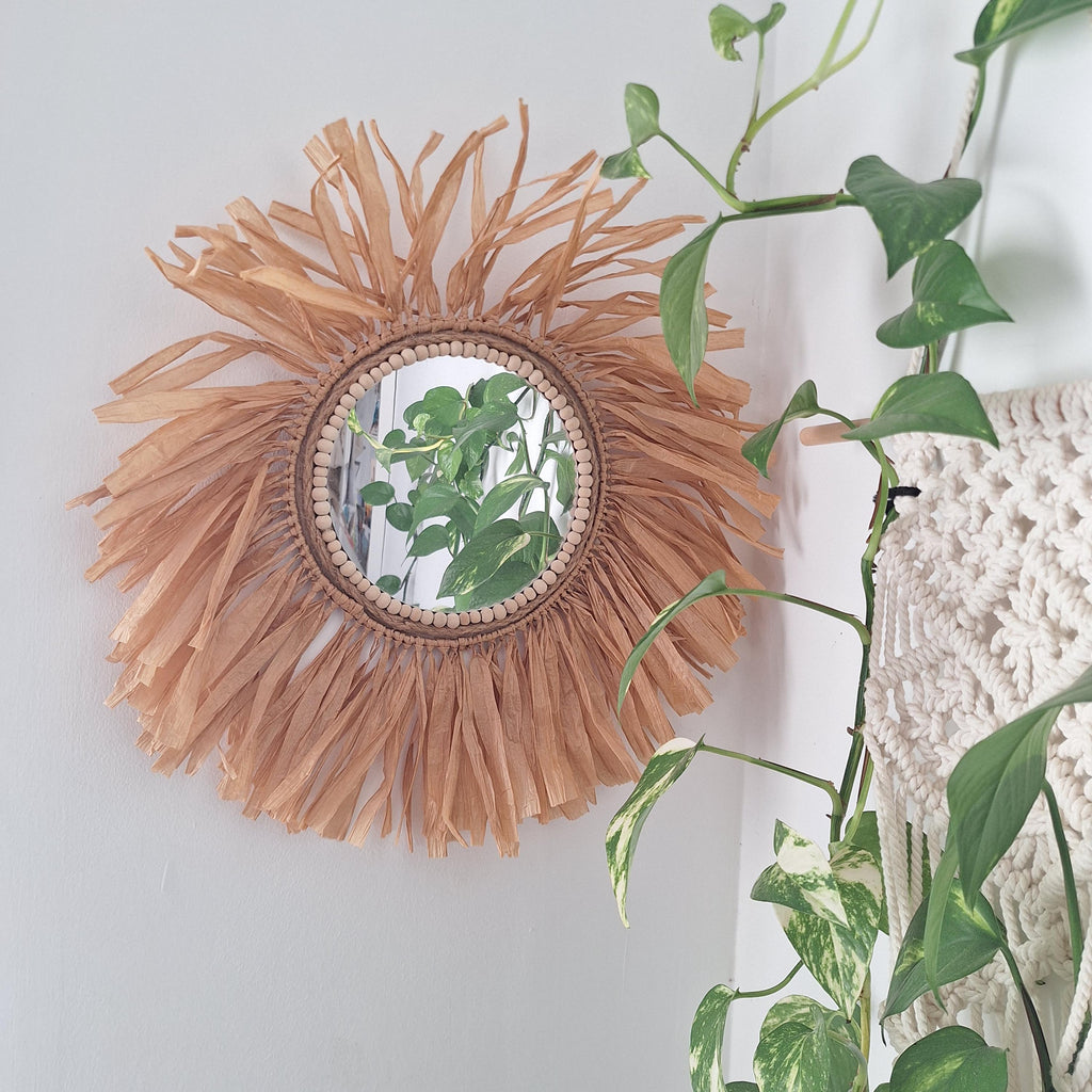 Espejo de Rafia Boho Artesanal