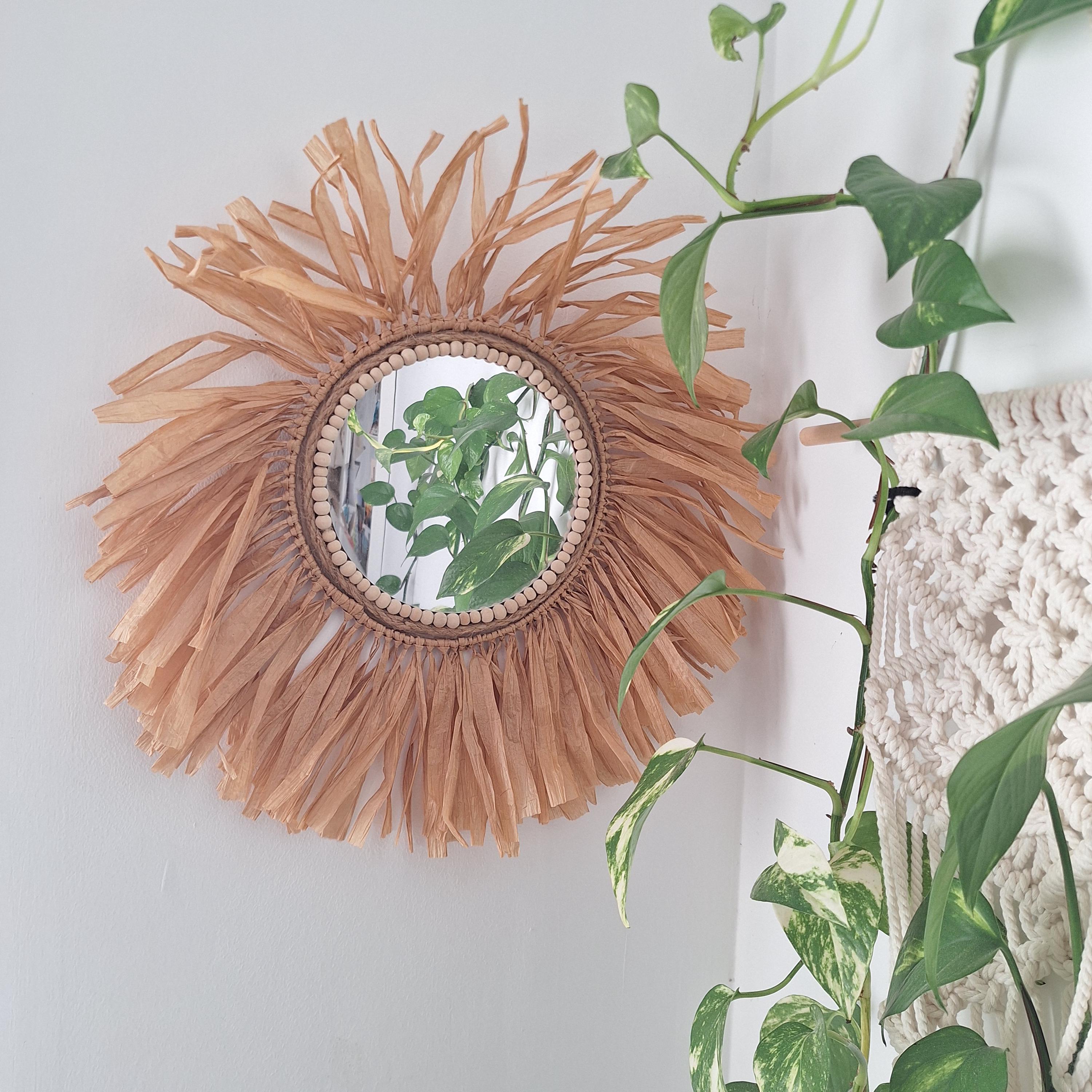 Espejo de Rafia Boho Artesanal