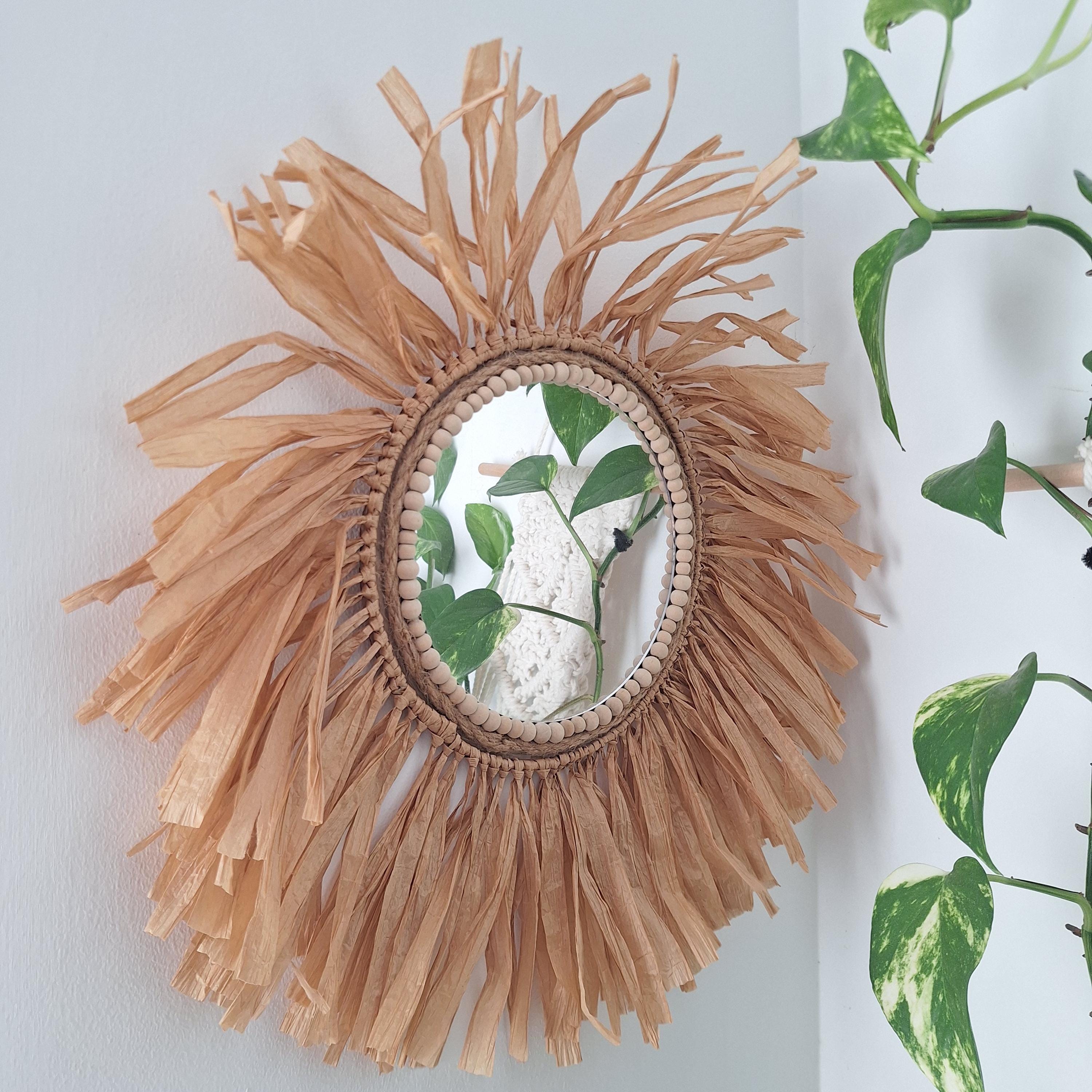 Espejo de Rafia Boho Artesanal