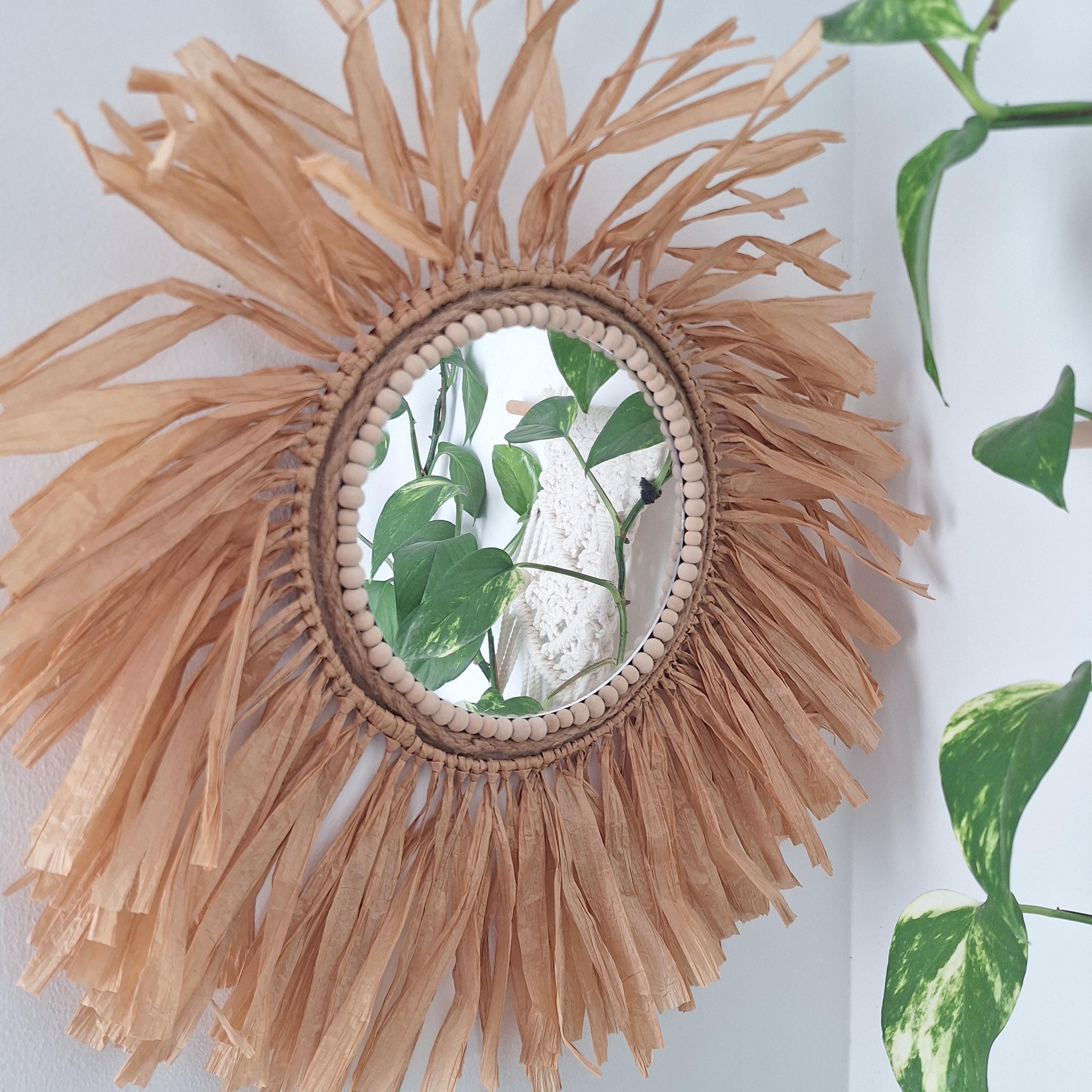 Espejo de Rafia Boho Artesanal
