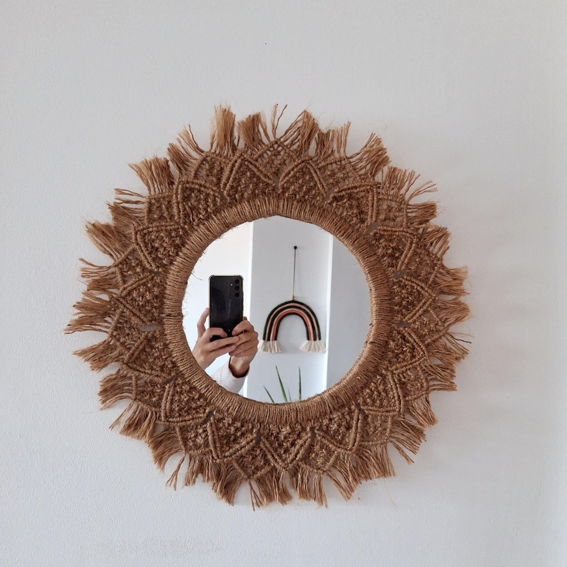 Espejo de Esparto y Macramé