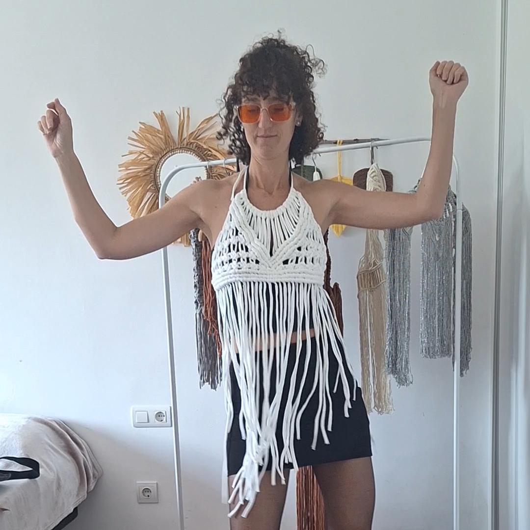 Macramé Fringe Halter Top | Handmade Boho Artisan Top