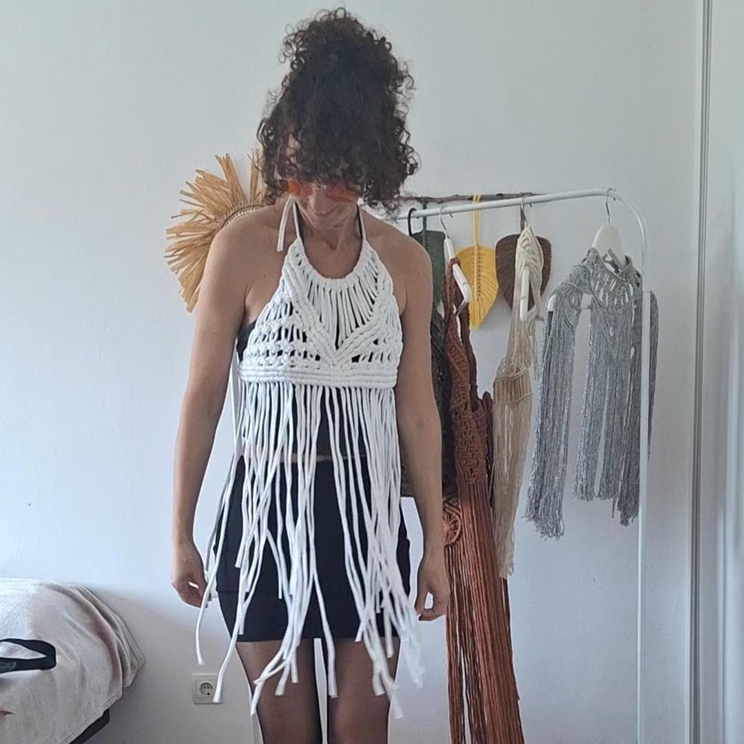 Macramé Fringe Halter Top | Handmade Boho Artisan Top