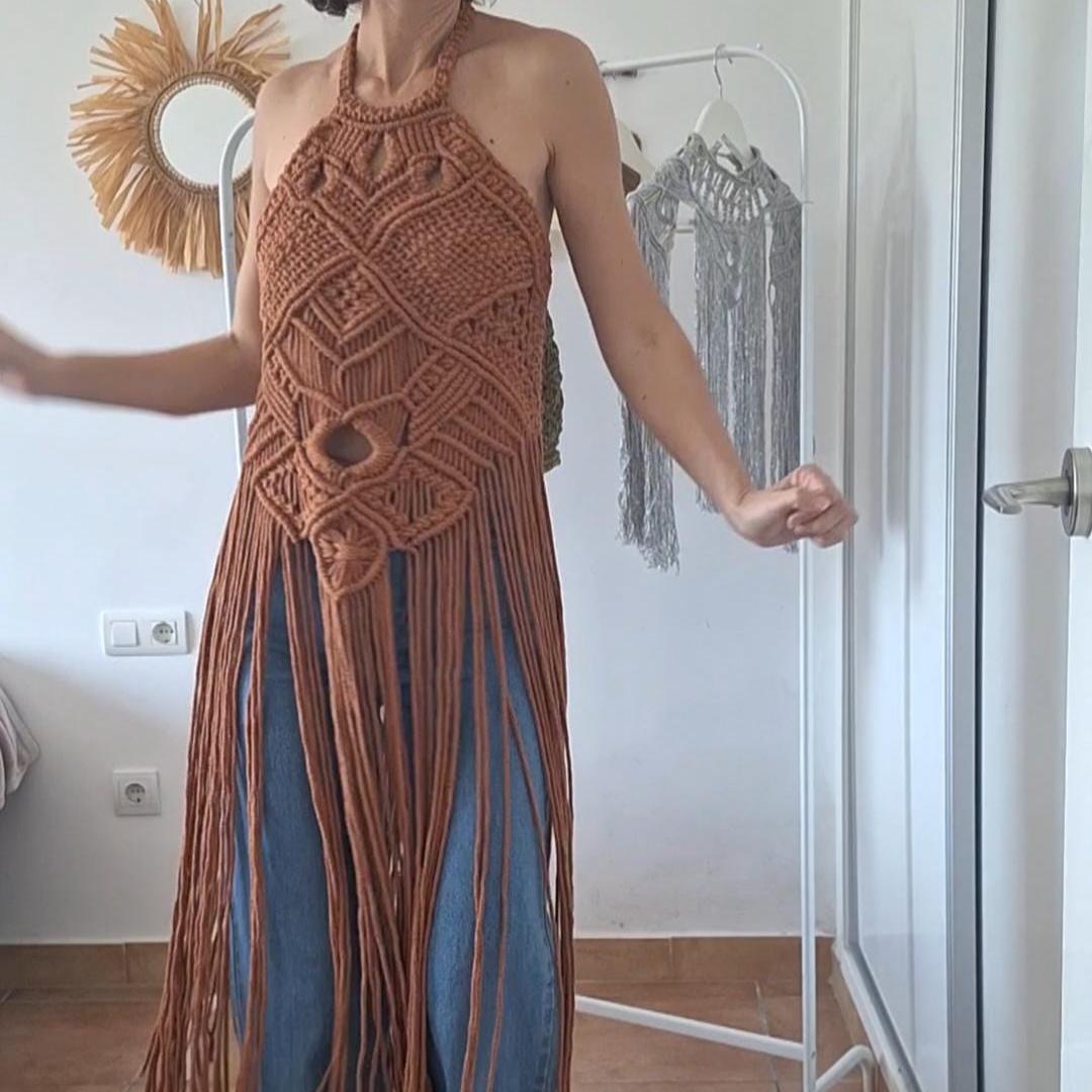 Vestido Boho de Macramé Artesanal