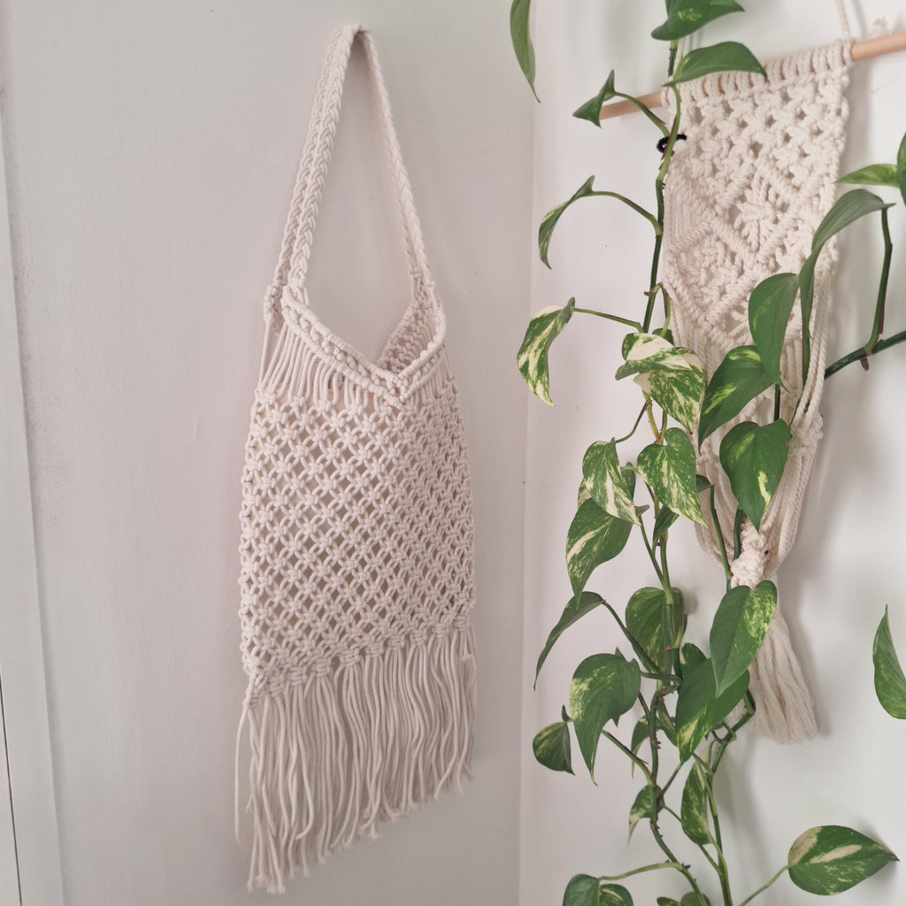 Bolso de Macramé con Flecos Boho