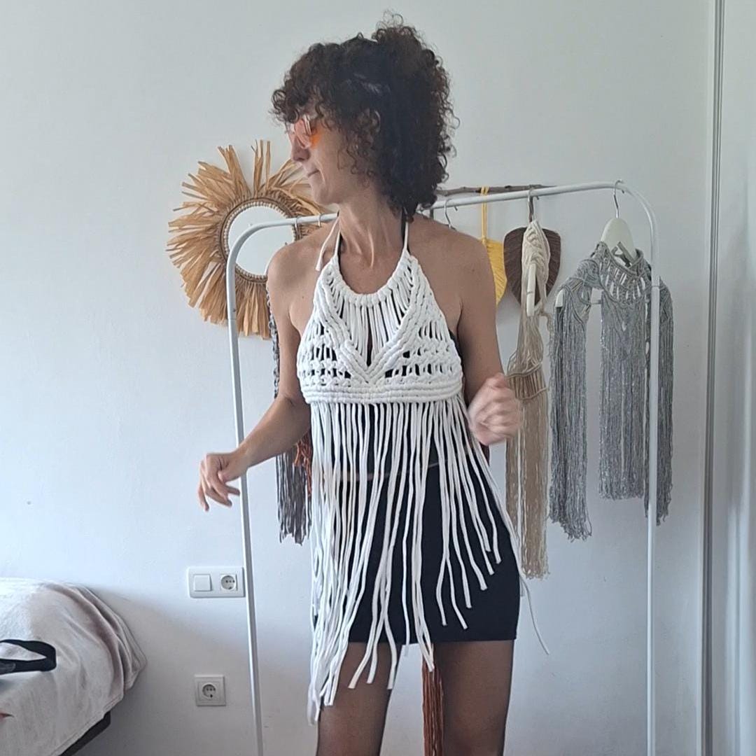 Macramé Fringe Halter Top | Handmade Boho Artisan Top